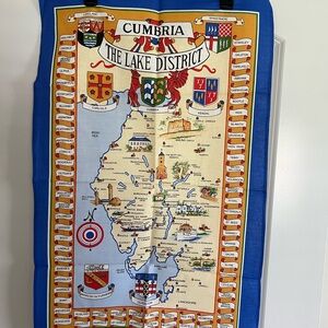 Cumbria The Lake District Map Kitchen Towel / Wall Hanging
